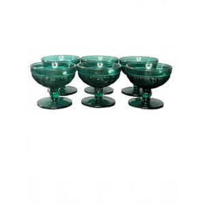 Set of 6 Vintage Green Glass Goblets